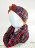 Women's "Sunset" Alpaca and Wool Blend Earwarmer | Tunisian Crochet Winter Headband | USA Made | Red Pink Orange