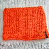 Women's BLAZE ORANGE Wool Blend Cowl | Knitted Winter Scarf | USA Made | Hunter Orange