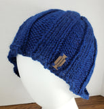 Men's BLUE Yak Wool Watchcap | Mega Stretchy Knitted Winter Beanie | Unisex | USA Made | Navy Blue