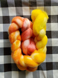 TEQUILA SUNRISE Merino Wool Roving for Spinning, Felting and Crafts | Pink Orange Yellow