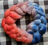 AMERICANA Merino Wool Braided Roving for Spinning, Felting and Crafts | Blue Red Purple