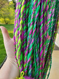 ELLIOTT Handspun Yarn Hank - 124 Yards - Merino Wool & Silk Yarn Skein - Bright Green and Purple
