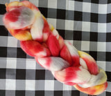 CAMPFIRE Merino Wool Braid for Spinning and Felting | Wool Roving | Bright Red Yellow Orange Gray
