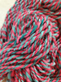 CHRISTMAS Handspun Yarn Hank - 114 Yards - Merino Wool Yarn Skein - Red Green Barberpole