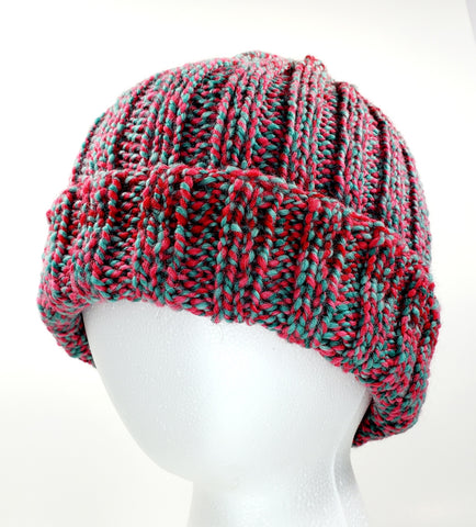 Men's Red & Green CHRISTMAS Merino Wool Watchcap | Super Stretchy Knitted Winter Hat | Unisex | USA Made