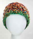 Women's Bulky "Autumn Sunshine" Wool Blend Beanie | Hand Knitted Winter Hat | USA Made | Peach Green