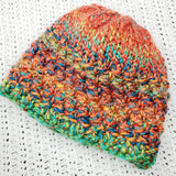 Women's Bulky "Autumn Sunshine" Wool Blend Beanie | Hand Knitted Winter Hat | USA Made | Peach Green
