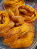 FIRESTARTER Orange Handspun Yarn - 288 Yards total - #5 Bulky Merino Wool Bamboo Tweed Yarn Skein - Bright Orange w/ Specks