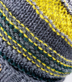 Men's GRAY, GREEN & YELLOW Alpaca and Wool Hat | Mega Stretchy Knitted Winter Beanie | Unisex | Ohio USA Made