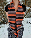 HALLOWEEN Black & Orange Wool Blend Infinity Scarf | Hand Knitted Winter Scarf | USA Made