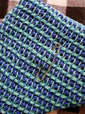 TURQUOISE Tunisian Crochet Shawl or Triangle Scarf | Small/Medium | Electric Blue and Turquoise | Free Shawl Pin