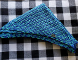 TURQUOISE Tunisian Crochet Shawl or Triangle Scarf | Small/Medium | Electric Blue and Turquoise | Free Shawl Pin
