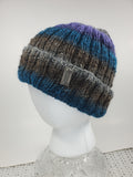 Men's Alpaca and Merino Wool Watchcap | Purple Gray Blue Super Stretchy Knitted Winter Hat | Unisex | USA Made