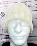 Men's WHITE Merino Wool Watchcap "Snow Storm" | Super Stretchy Knitted Winter Hat | Unisex | USA Made