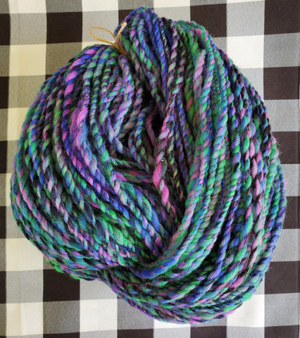 BLACK MAGIC Handspun Yarn - 250 Yards total - Wool Yarn Skein - Black Blue Green Purple