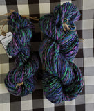 BLACK MAGIC Handspun Yarn - 250 Yards total - Wool Yarn Skein - Black Blue Green Purple