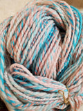 COTTON CANDY Handspun Yarn Hank - 164 Yards #5 Bulky - Merino Wool Yarn Skein - Blue Pink White