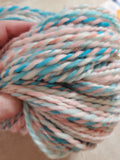 COTTON CANDY Handspun Yarn Hank - 164 Yards #5 Bulky - Merino Wool Yarn Skein - Blue Pink White