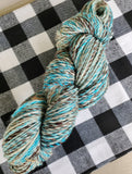 STORMY Handspun Yarn Hank - 207 Yards #4 Worsted- Blue White Brown Merino Wool Yarn Skein