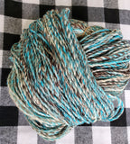STORMY Handspun Yarn Hank - 207 Yards #4 Worsted- Blue White Brown Merino Wool Yarn Skein