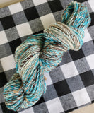 STORMY Handspun Yarn Hank - 207 Yards #4 Worsted- Blue White Brown Merino Wool Yarn Skein