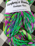 ELLIOTT Handspun Yarn Hank - 124 Yards - Merino Wool & Silk Yarn Skein - Bright Green and Purple