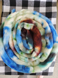 GARDEN GNOME Merino Wool Braid for Spinning and Felting | Wool Roving | Blue Brown Green