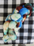 GARDEN GNOME Merino Wool Braid for Spinning and Felting | Wool Roving | Blue Brown Green
