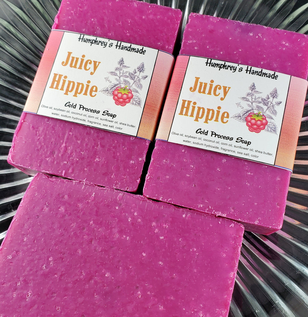 JUICY HIPPIE Cold Process Soap | Raspberry Patchouli | Exfoliating Sal ...