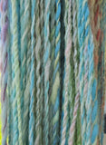 SWEET DREAMS Handspun Yarn - 236 Yards total - Cheviot Wool Yarn Skein - Blue Pink Green