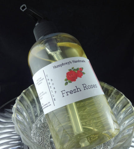 FRESH ROSES Body Wash | 8 oz | Women's Rose Scented Castile Soap | Shampoo - Humphrey's Handmade