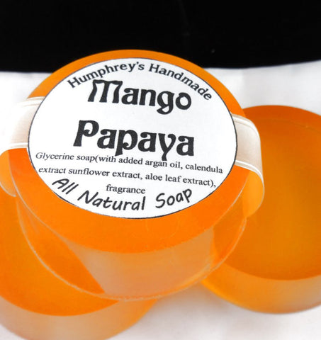 MANGO PAPAYA Glycerin Soap | Shave & Shampoo Tropical Puck | Glycerin Bar - Humphrey's Handmade
