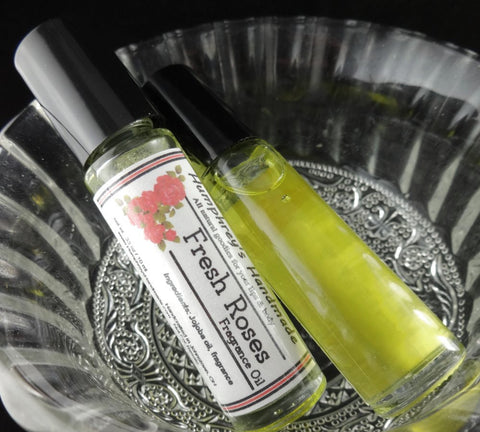 FRESH ROSE Roll On Perfume | Golden Jojoba Oil - Humphrey's Handmade