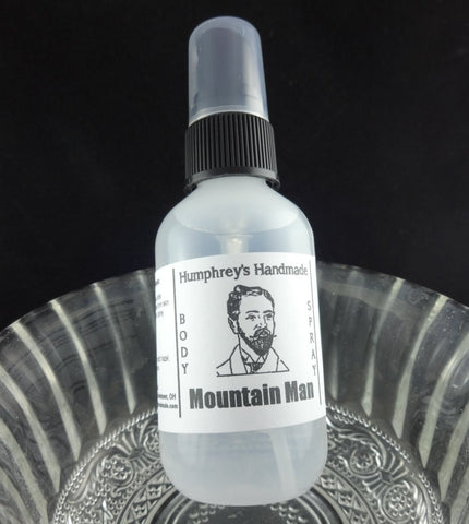 MOUNTAIN MAN Men's Body Spray | 2 oz | Essential Oil | Lavender | Peppermint | Orange - Humphrey's Handmade