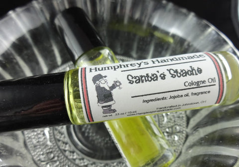 SANTA'S 'STACHE Christmas Cologne Oil | Roll On Cherrywood Tobacco | Raspberry | Jojoba OIl - Humphrey's Handmade