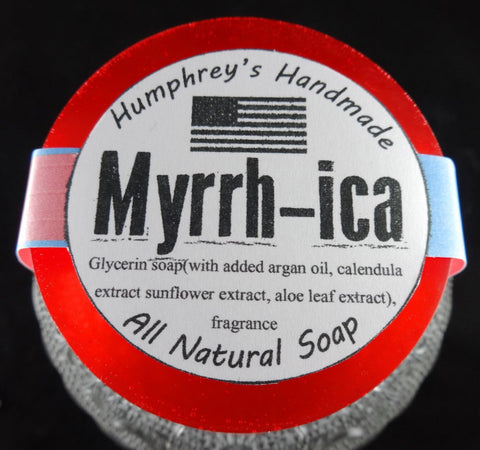 MYRRH-ICA Soap | Frankincense & Myrrh Glycerin Bar | Beard Wash | Unisex | Shave Puck - Humphrey's Handmade