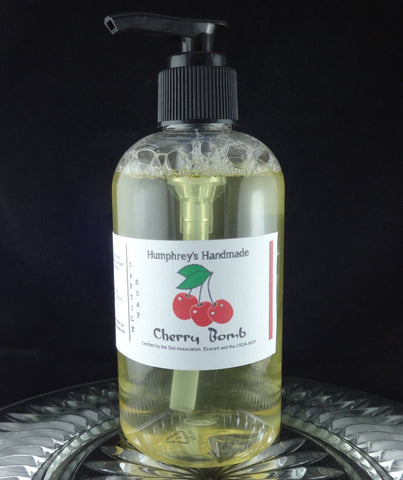 CHERRY BOMB Body Wash | 8 oz | Black Cherry Almond Scent | Women's Castile Soap - Humphrey's Handmade