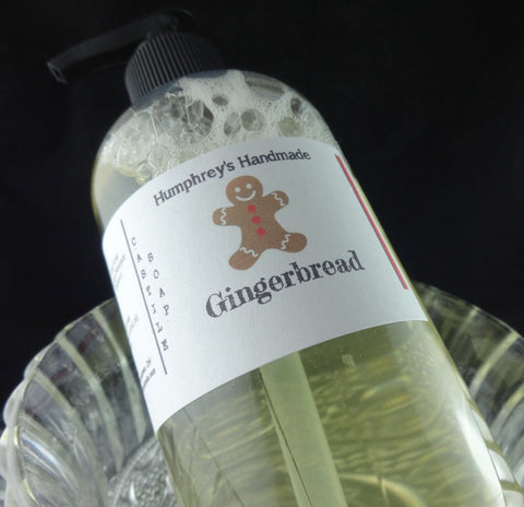 GINGERBREAD Body Wash | 8 oz | Women's Gingerbread Cookie Scented Castile Soap | Beard Wash - Humphrey's Handmade